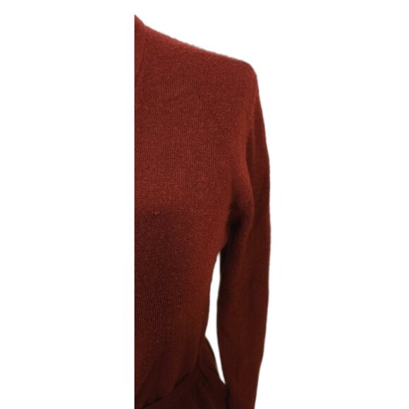 Vintage Y2K Suzy Shier Tight Knit Cardigan Burgundy Red Sweater Belt Fall Sz M - Picture 5 of 9